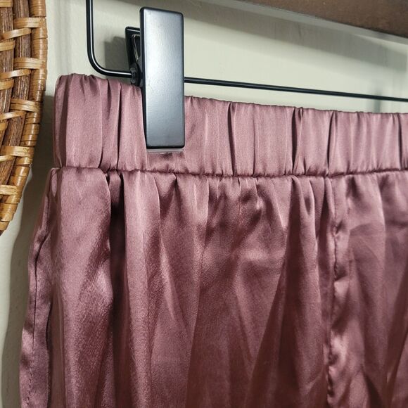 Nasty Gal Pajama Bottoms Satin Ruffle Mauve Small 6 - Picture 4 of 16